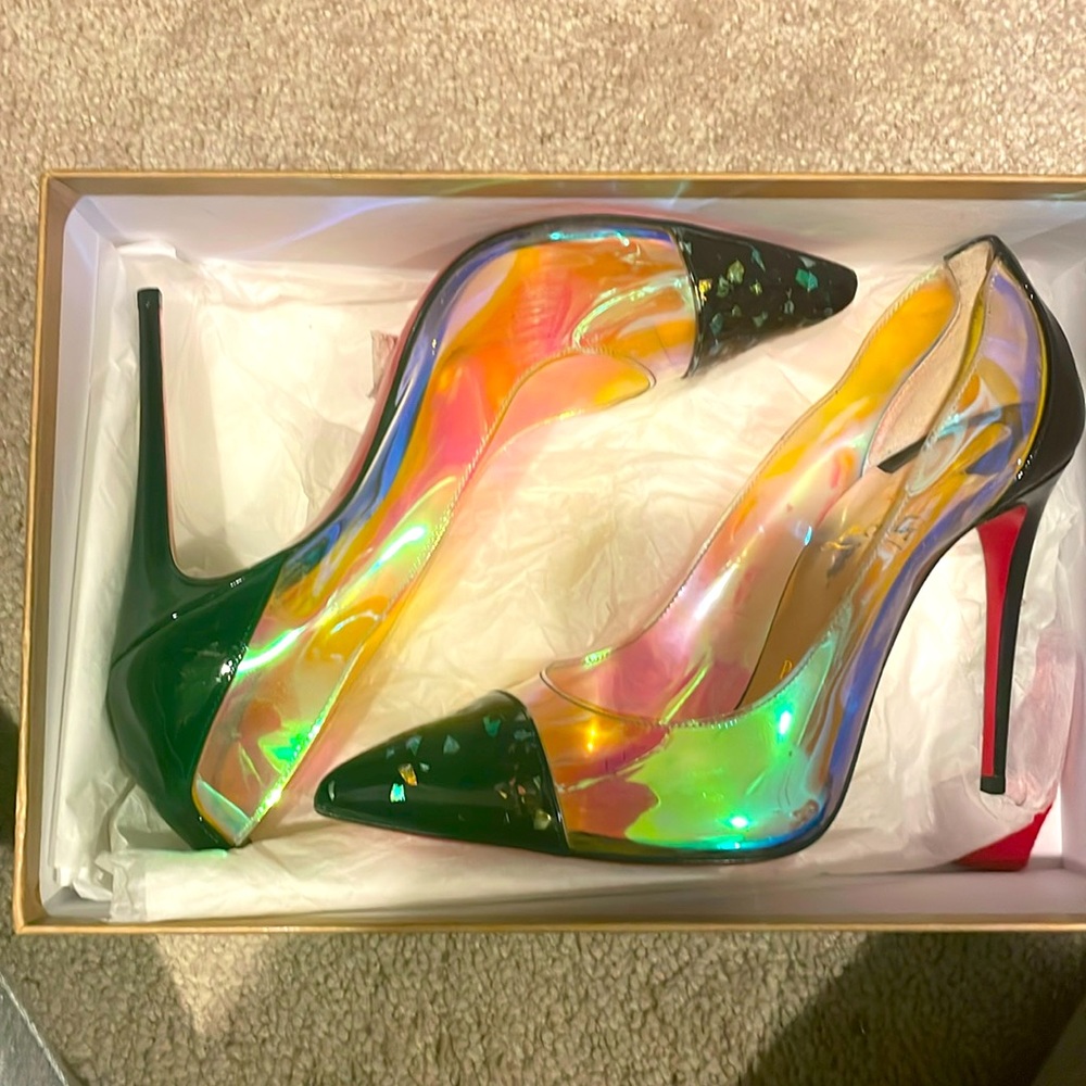 Christian Louboutin Multicolor PVC hologram heels!!
